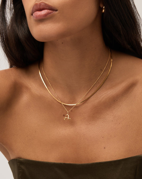 Missoma Curly Molten Mini Initial Necklace - A | 18ct Gold Vermeil