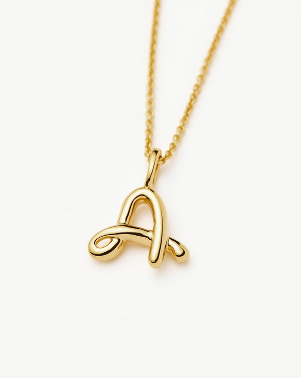Missoma Curly Molten Mini Initial Necklace - A | 18ct Gold Vermeil