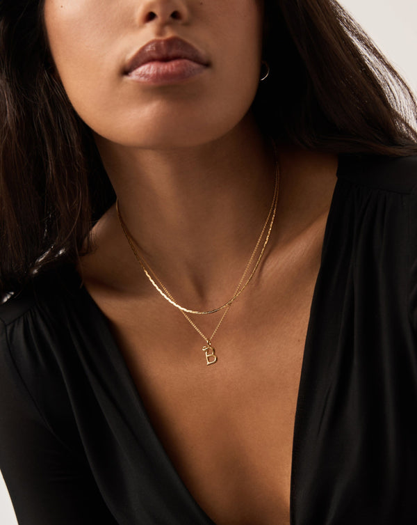 Missoma Curly Molten Mini Initial Necklace - B | 18ct Gold Vermeil