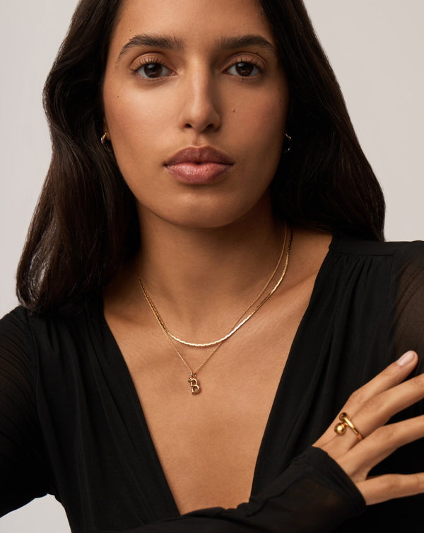 Missoma Curly Molten Mini Initial Necklace - B | 18ct Gold Vermeil