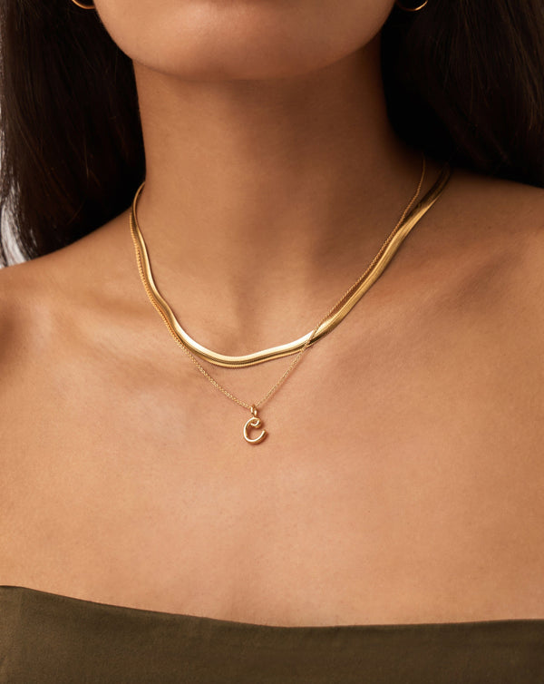 Missoma Curly Molten Mini Initial Necklace - C | 18ct Gold Vermeil