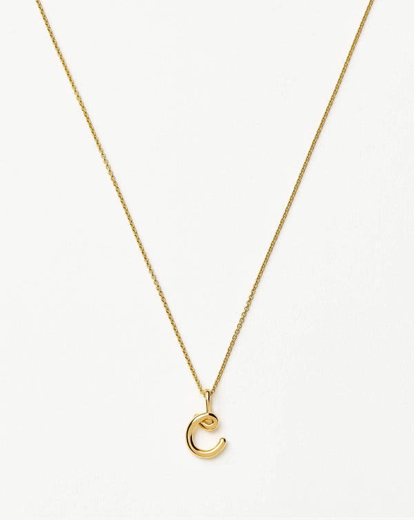 missoma Curly Molten Mini Initial Necklace - C | 18ct Gold Vermeil