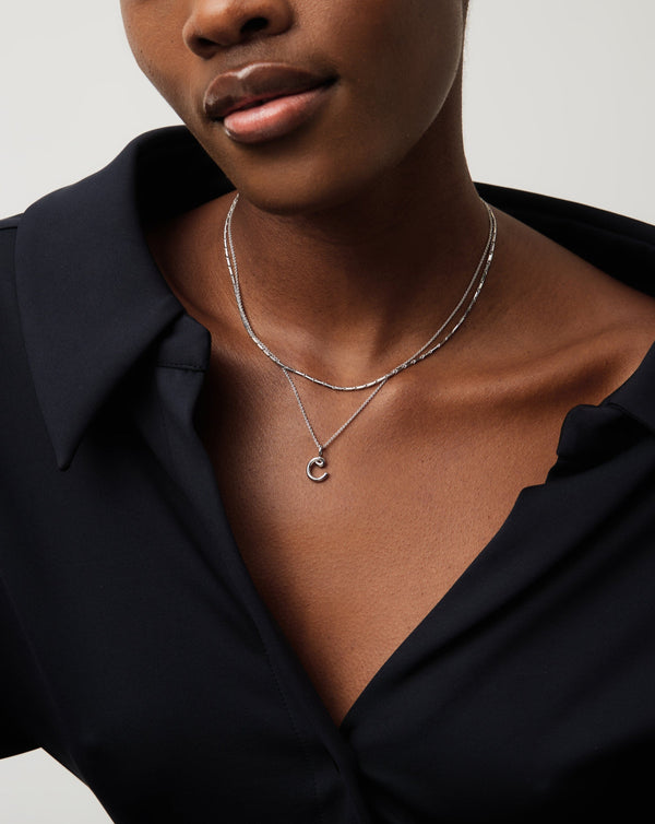 Missoma Curly Molten Mini Initial Necklace - C | Sterling Silver
