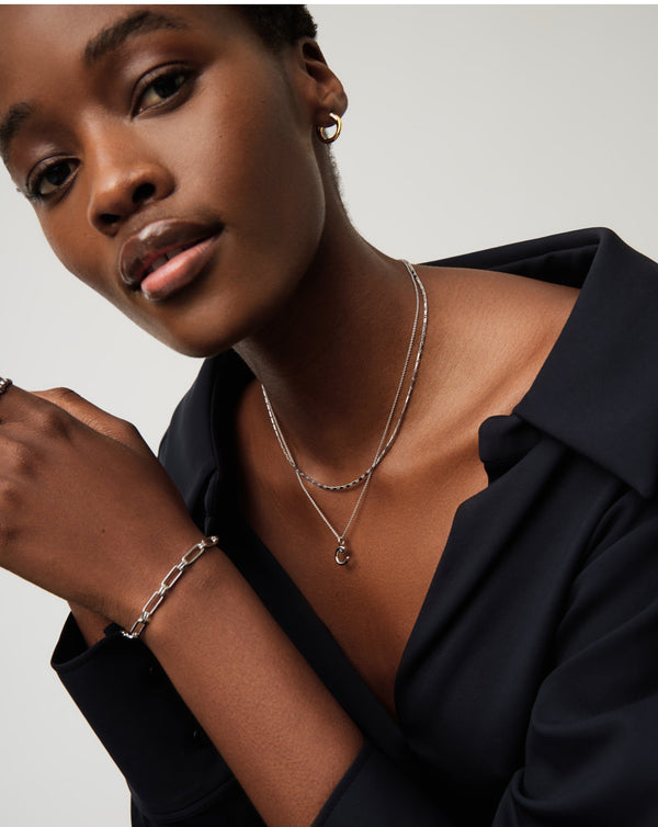 Missoma Curly Molten Mini Initial Necklace - C | Sterling Silver