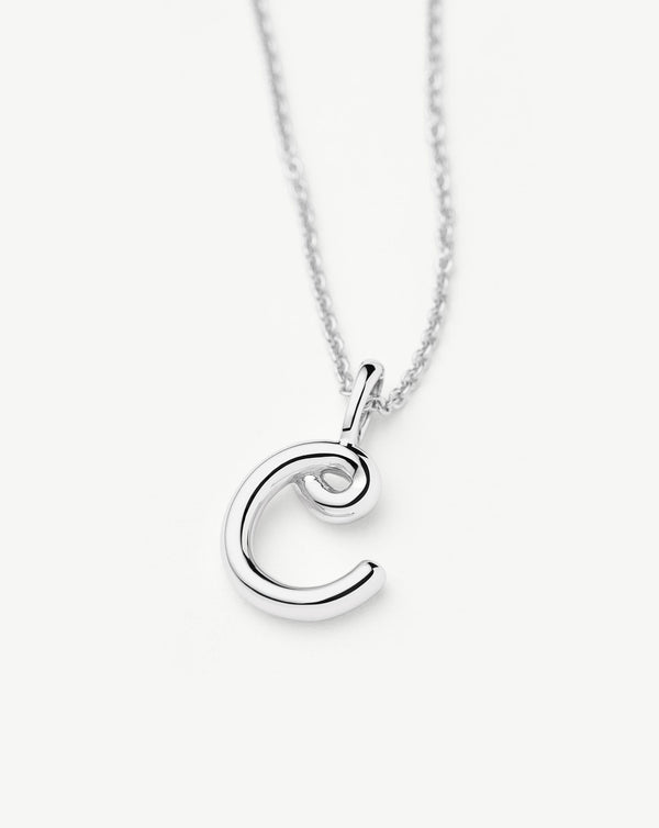Missoma Curly Molten Mini Initial Necklace - C | Sterling Silver