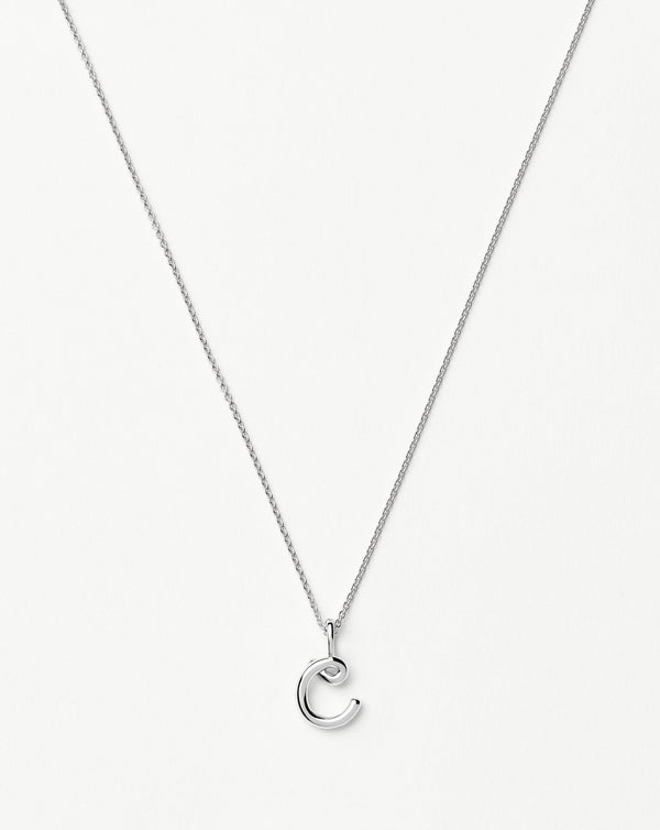 missoma Curly Molten Mini Initial Necklace - C | Sterling Silver