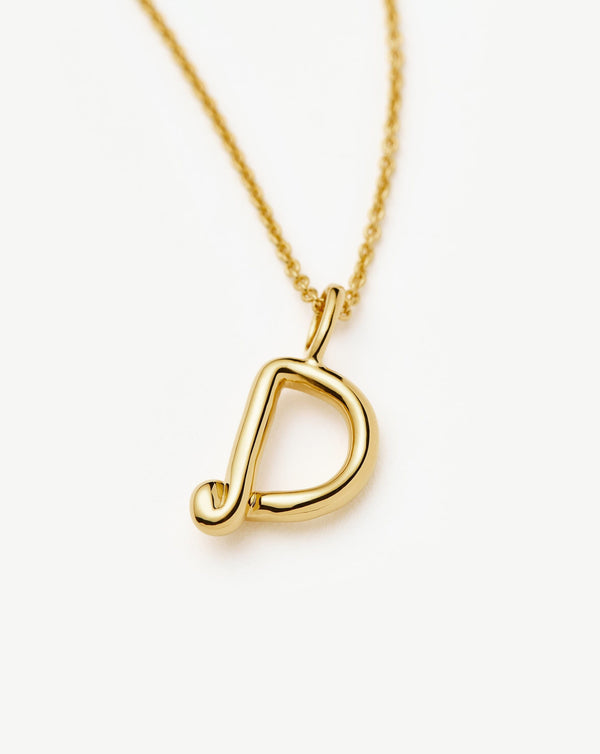 Missoma Curly Molten Mini Initial Necklace - D | 18ct Gold Vermeil