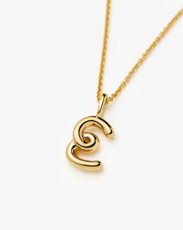 Missoma Curly Molten Mini Initial Necklace - E | 18ct Gold Vermeil