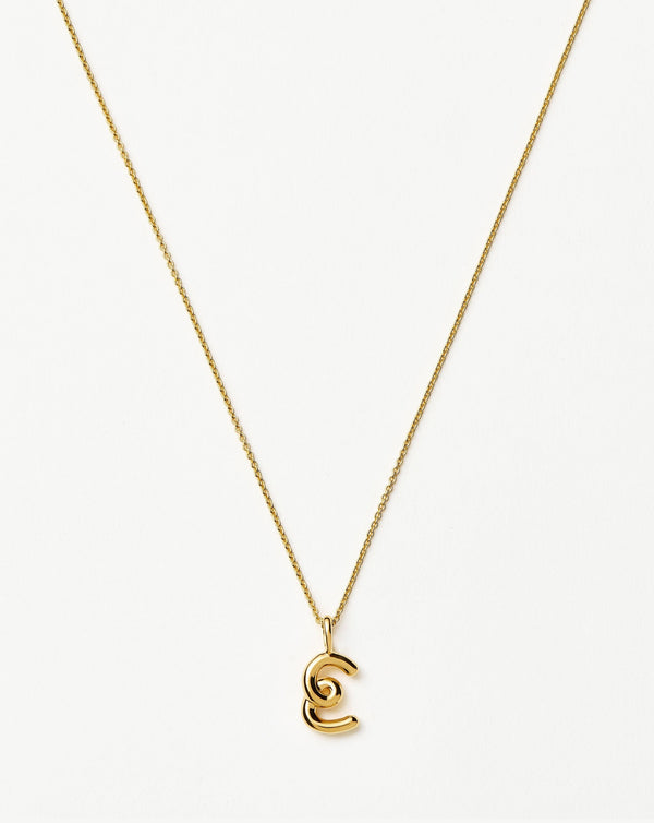 missoma Curly Molten Mini Initial Necklace - E | 18ct Gold Vermeil