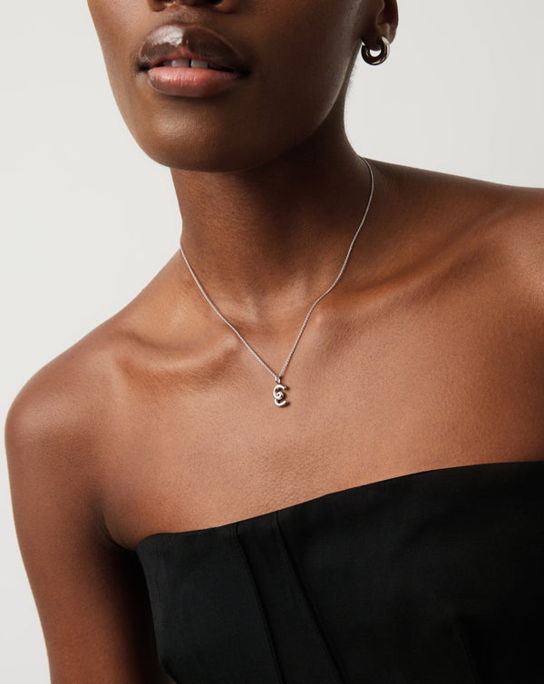 Missoma Curly Molten Mini Initial Necklace - E | Sterling Silver