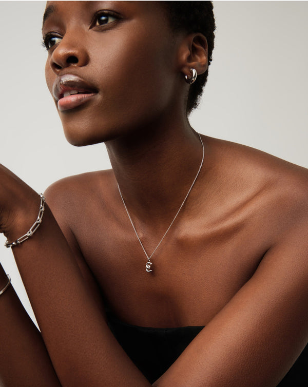 Missoma Curly Molten Mini Initial Necklace - E | Sterling Silver