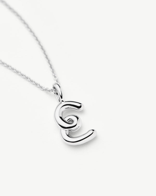Missoma Curly Molten Mini Initial Necklace - E | Sterling Silver