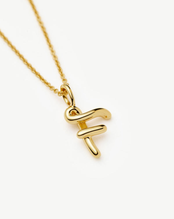 Missoma Curly Molten Mini Initial Necklace - F | 18ct Gold Vermeil