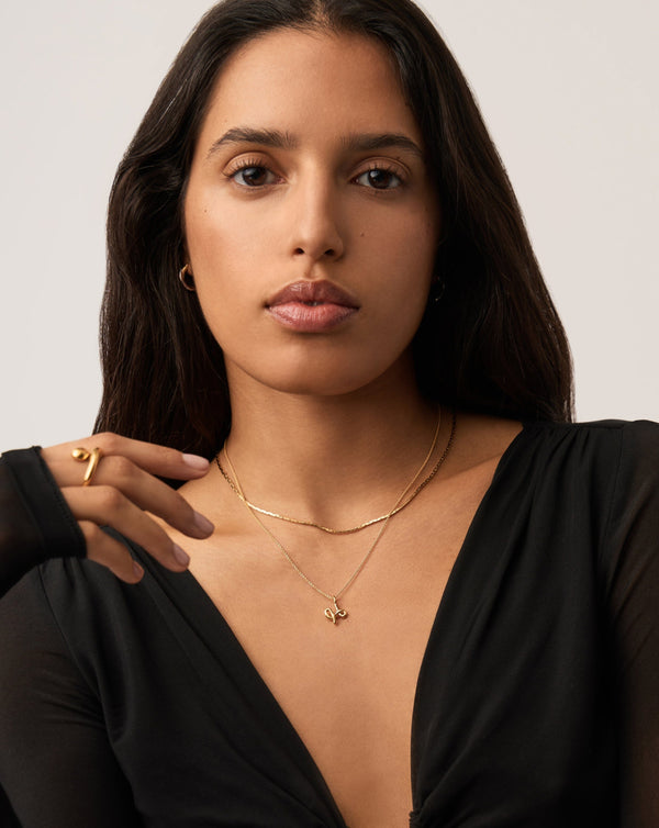 Missoma Curly Molten Mini Initial Necklace - H | 18ct Gold Vermeil