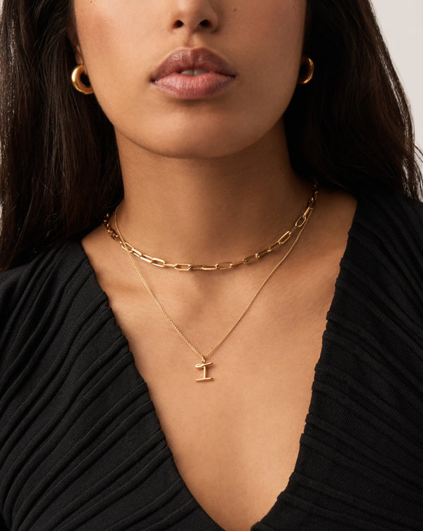 Missoma Curly Molten Mini Initial Necklace - I | 18ct Gold Vermeil