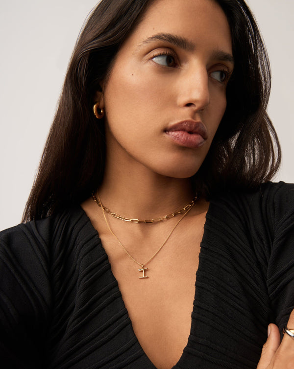 Missoma Curly Molten Mini Initial Necklace - I | 18ct Gold Vermeil