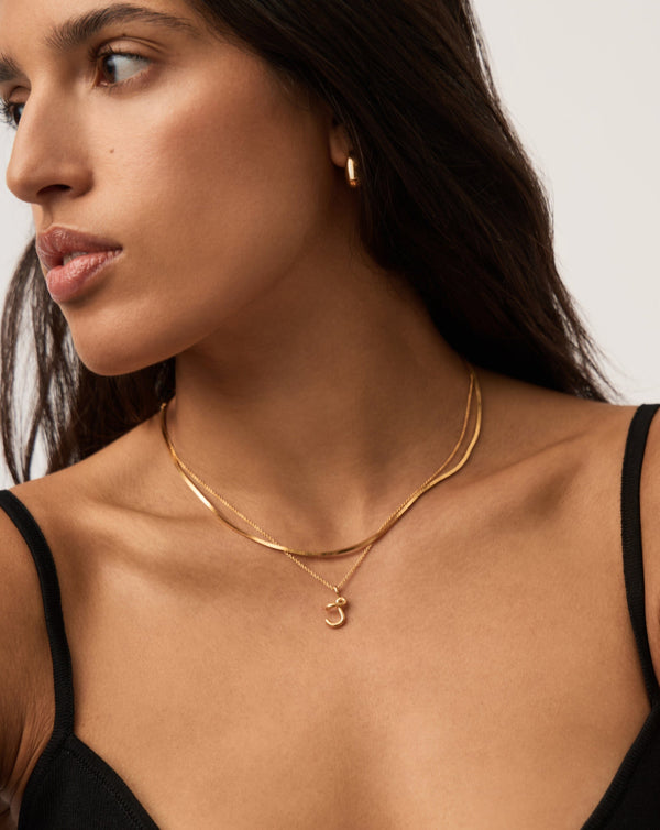 Missoma Curly Molten Mini Initial Necklace - J | 18ct Gold Vermeil