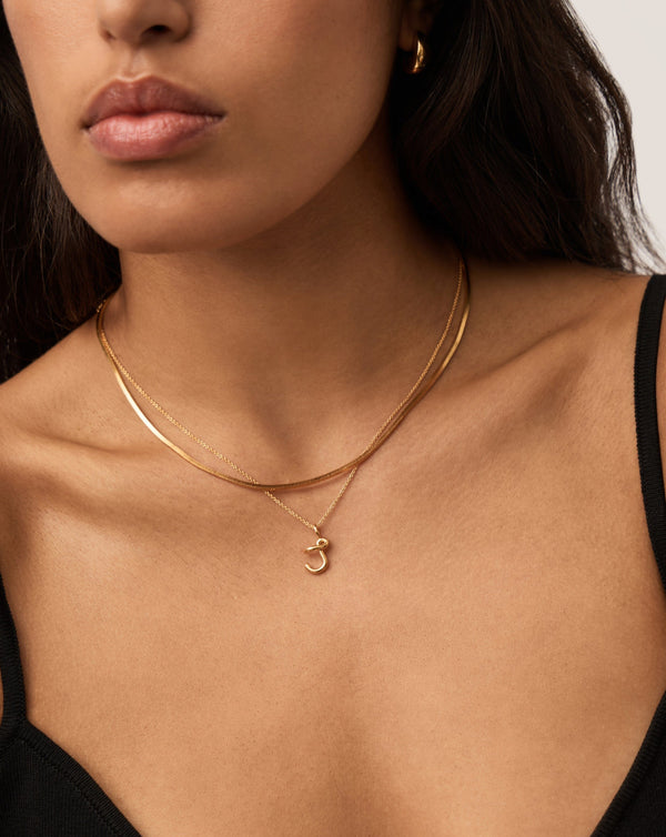 Missoma Curly Molten Mini Initial Necklace - J | 18ct Gold Vermeil