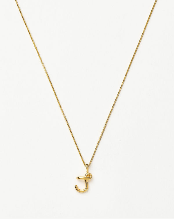 missoma Curly Molten Mini Initial Necklace - J | 18ct Gold Vermeil