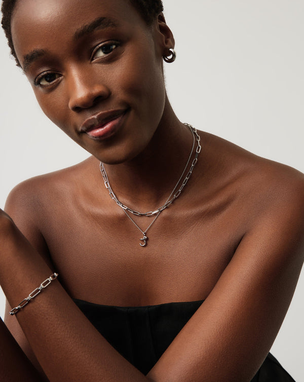 Missoma Curly Molten Mini Initial Necklace - J | Sterling Silver