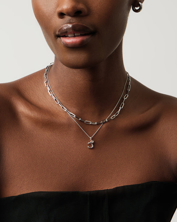 Missoma Curly Molten Mini Initial Necklace - J | Sterling Silver