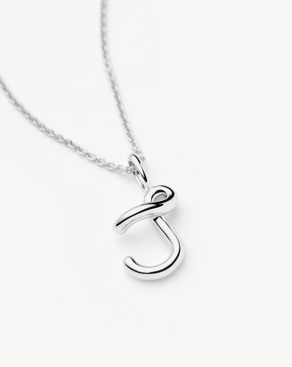 Missoma Curly Molten Mini Initial Necklace - J | Sterling Silver