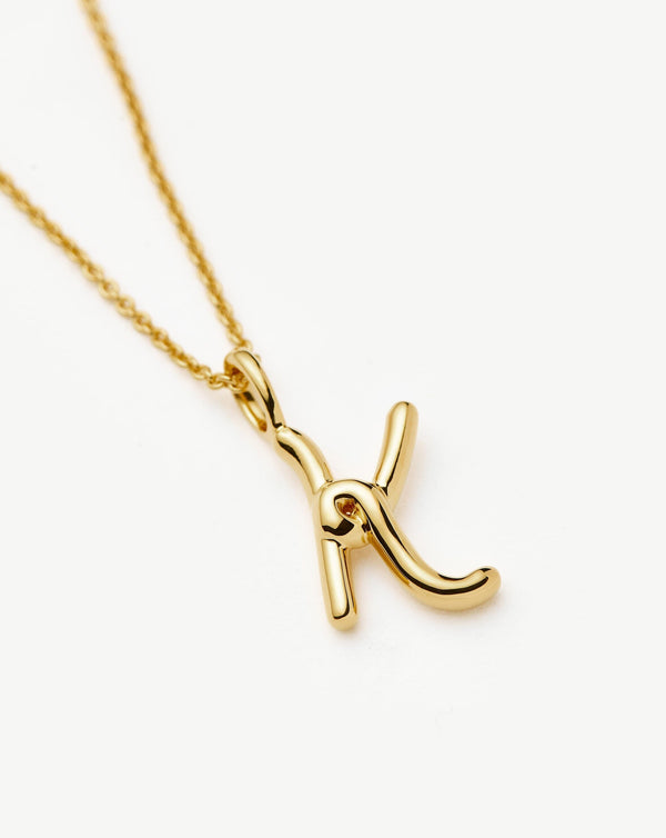 Missoma Curly Molten Mini Initial Necklace - K | 18ct Gold Vermeil