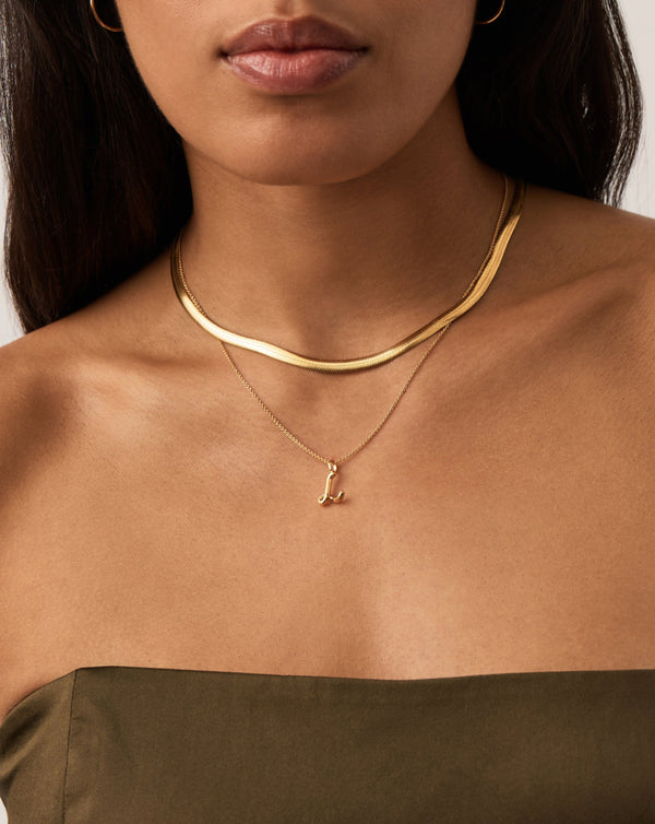 Missoma Curly Molten Mini Initial Necklace - L | 18ct Gold Vermeil