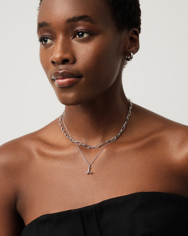 Missoma Curly Molten Mini Initial Necklace - L | Sterling Silver