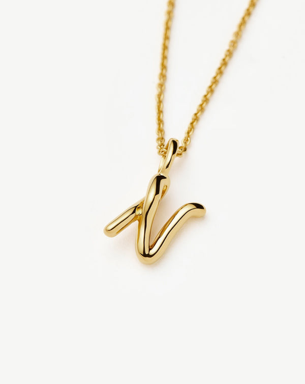 Missoma Curly Molten Mini Initial Necklace - N | 18ct Gold Vermeil