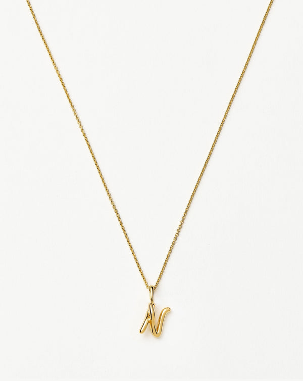 missoma Curly Molten Mini Initial Necklace - N | 18ct Gold Vermeil