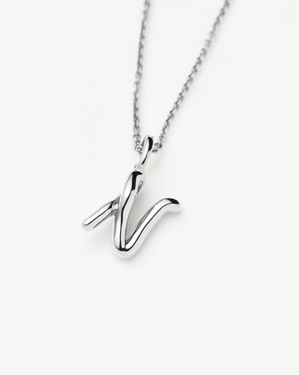 Missoma Curly Molten Mini Initial Necklace - N | Sterling Silver