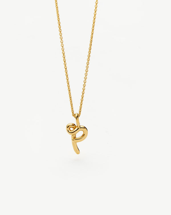 Missoma Curly Molten Mini Initial Necklace - P | 18ct Gold Vermeil