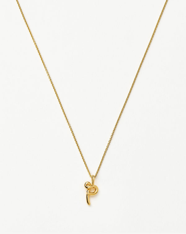 missoma Curly Molten Mini Initial Necklace - P | 18ct Gold Vermeil