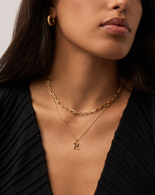 Missoma Curly Molten Mini Initial Necklace - R | 18ct Gold Vermeil