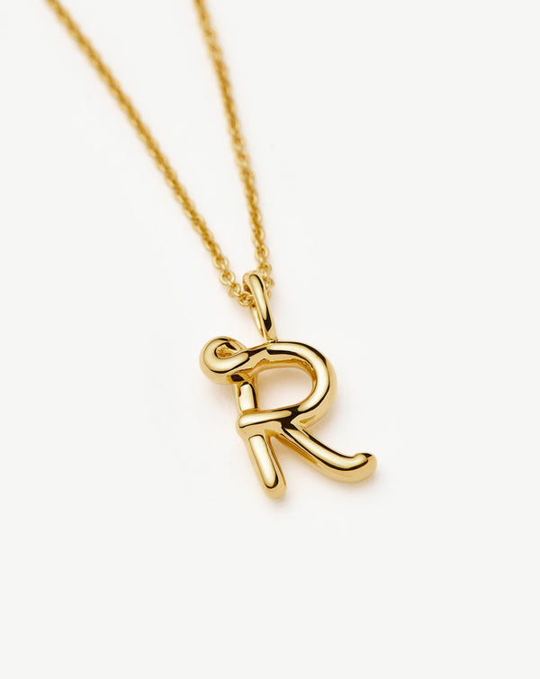Missoma Curly Molten Mini Initial Necklace - R | 18ct Gold Vermeil