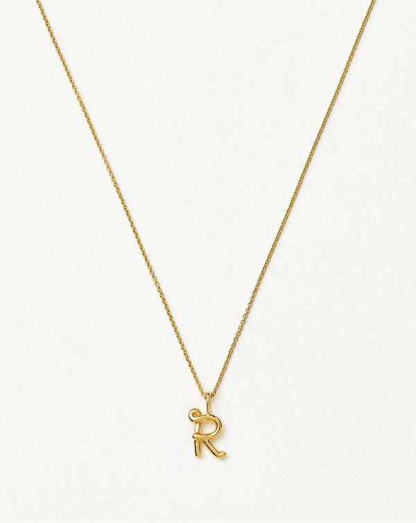missoma Curly Molten Mini Initial Necklace - R | 18ct Gold Vermeil