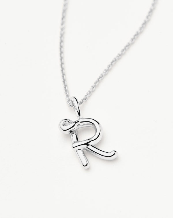 Missoma Curly Molten Mini Initial Necklace - R | Sterling Silver