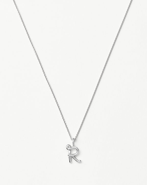 missoma Curly Molten Mini Initial Necklace - R | Sterling Silver