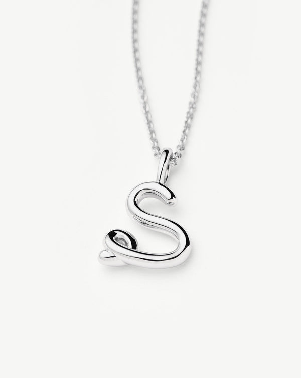 Missoma Curly Molten Mini Initial Necklace - S | Sterling Silver