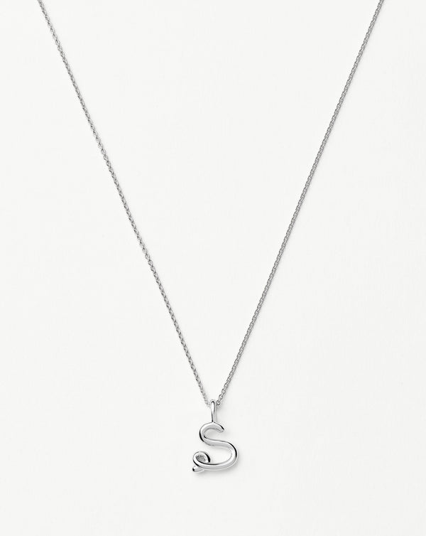 missoma Curly Molten Mini Initial Necklace - S | Sterling Silver