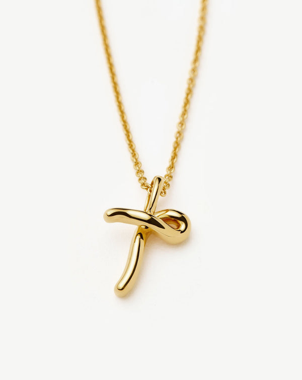 Missoma Curly Molten Mini Initial Necklace - T | 18ct Gold Vermeil