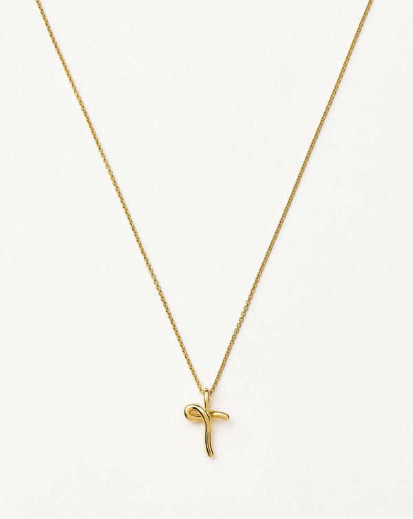 missoma Curly Molten Mini Initial Necklace - T | 18ct Gold Vermeil