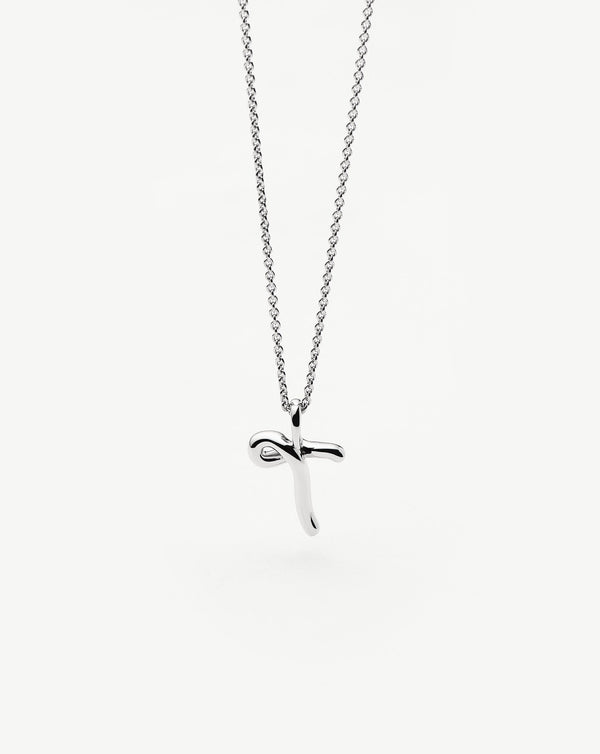 Missoma Curly Molten Mini Initial Necklace - T | Sterling Silver