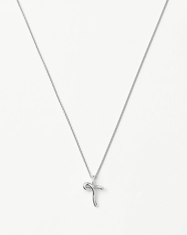 missoma Curly Molten Mini Initial Necklace - T | Sterling Silver