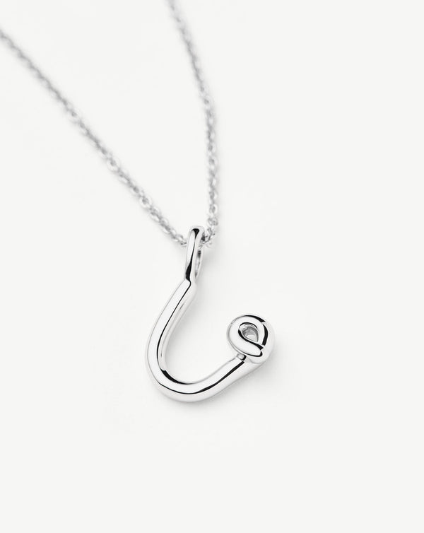 Missoma Curly Molten Mini Initial Necklace - U | Sterling Silver