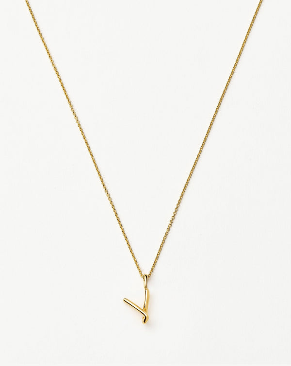 missoma Curly Molten Mini Initial Necklace - V | 18ct Gold Vermeil