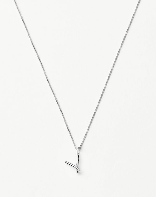 missoma Curly Molten Mini Initial Necklace - V | Sterling Silver