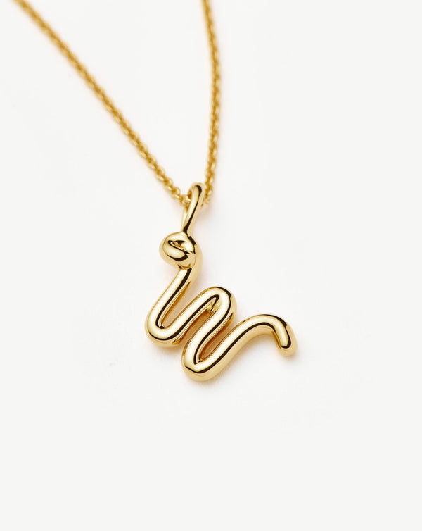 Missoma Curly Molten Mini Initial Necklace - W | 18ct Gold Vermeil