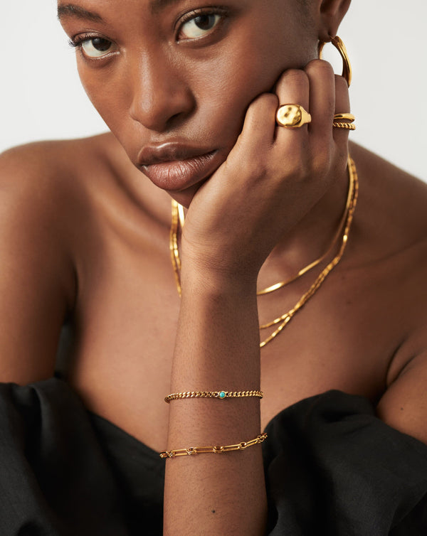 Missoma December Birthstone Chain Bracelet | 18ct Gold Vermeil/Turquoise